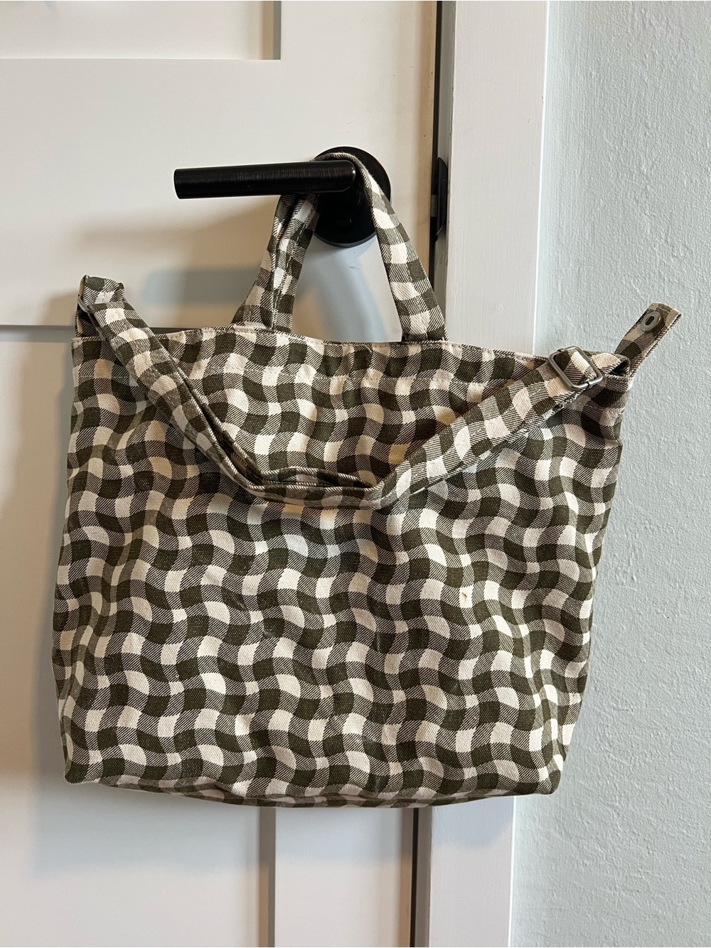 Baggu Horizontal Duck Bag Wavy Gingham Brown